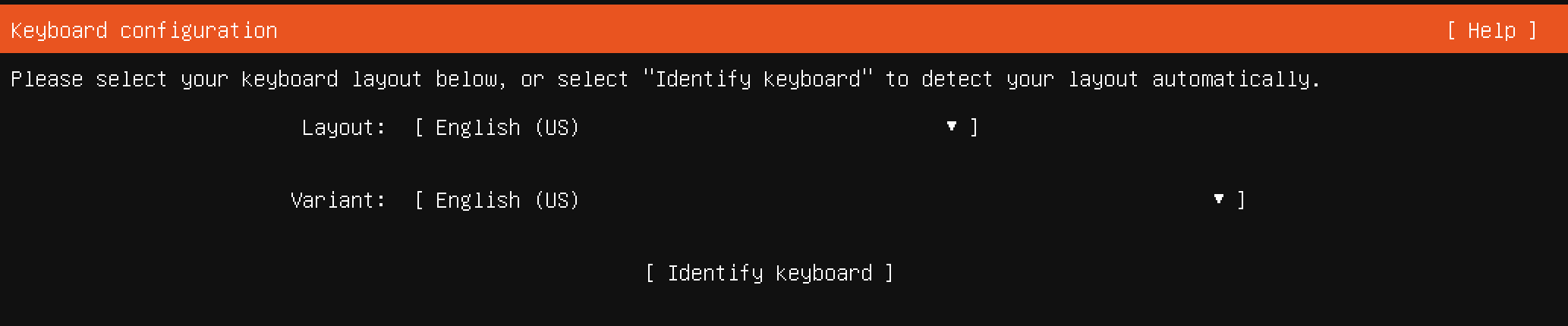 Linux installation keyboard selection